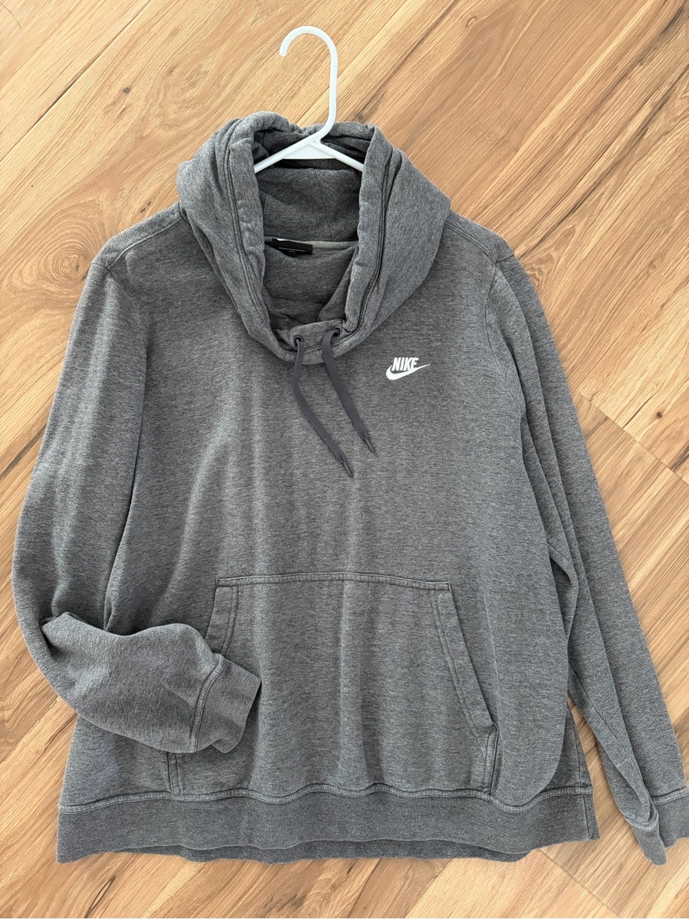 Nike Charcoal Gray Pullover Hoodie with White Logo
